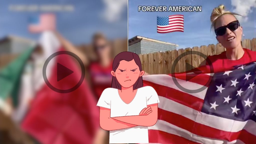 Mujer estadounidense quema bandera mexicana y genera polémica | VIDEO