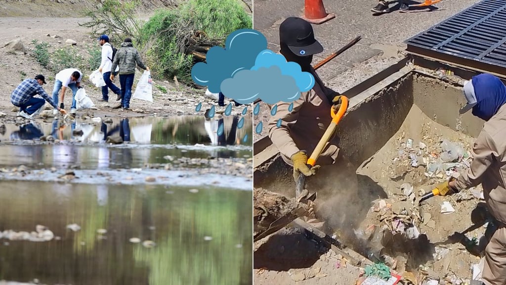 Por temporada de lluvias, limpian canales, arroyos y rejillas pluviales de Durango