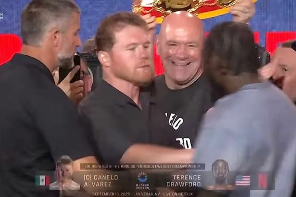 ¡Se están pelando!; Canelo Álvarez y Terence Crawford protagonizan tenso careo