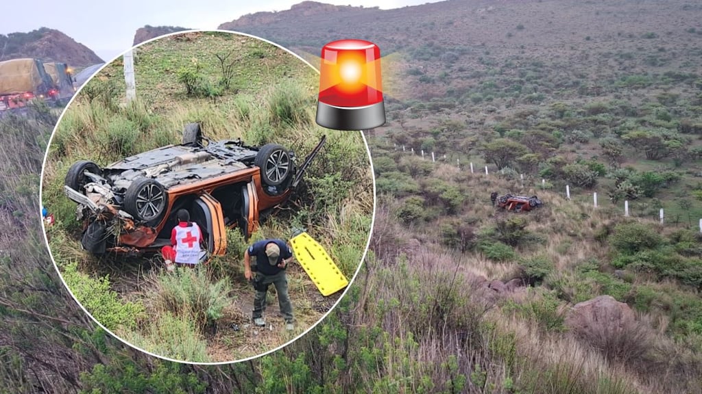 Por pavimento resbaloso, vehículo vuelca en la autopista Durango-Gómez Palacio