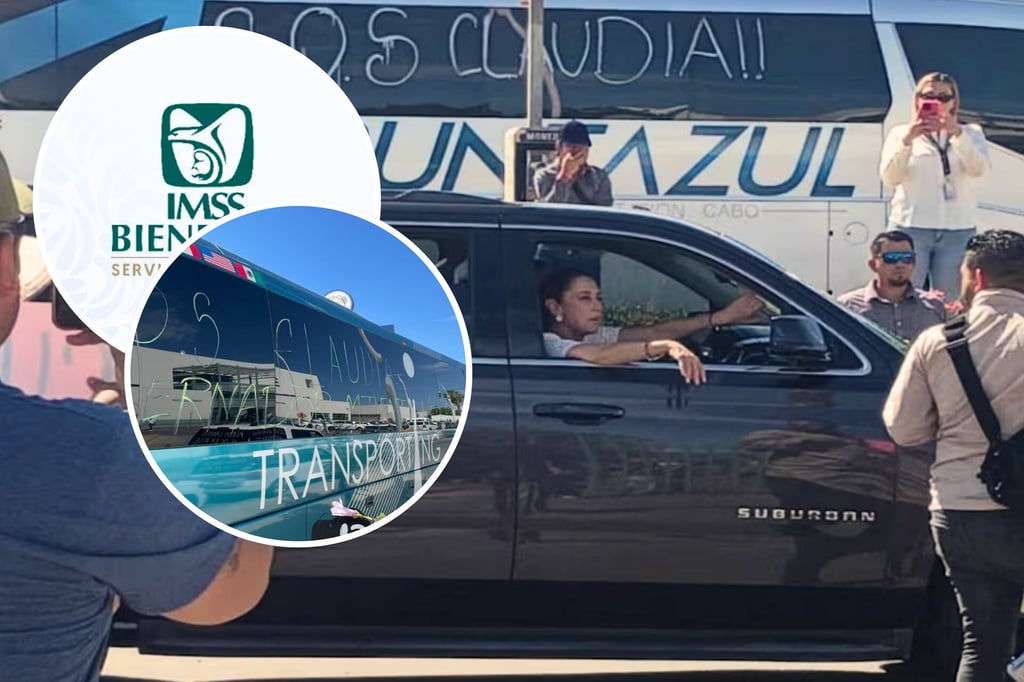 Reciben con protestas a Sheinbaum en La Paz; exigen atención a demandas