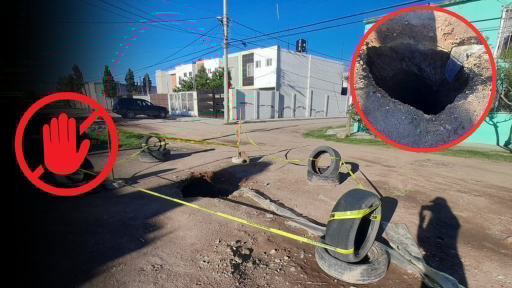 Socavón preocupa a vecinos de la colonia Valle del Guadiana