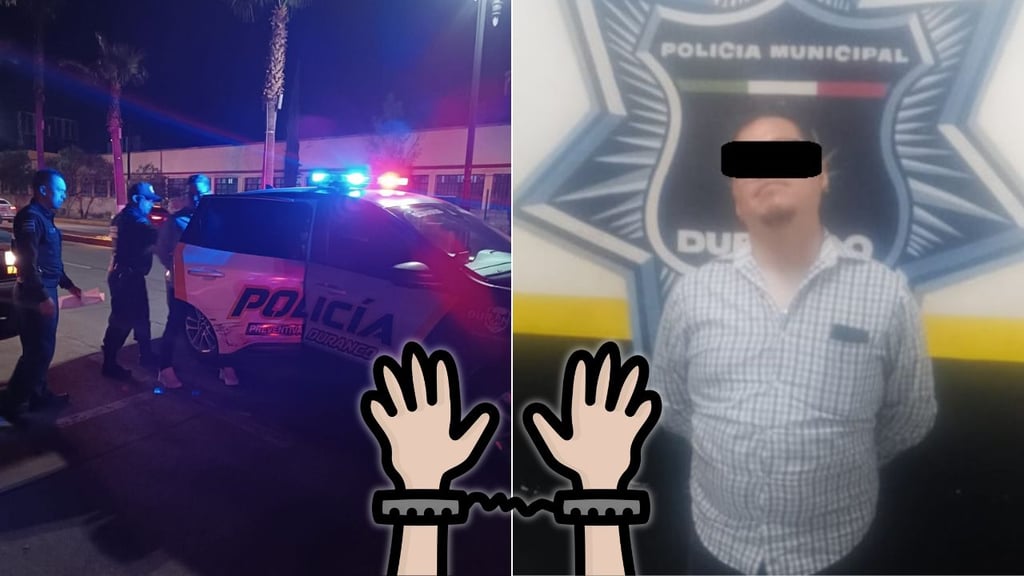 Detienen a hombre agresivo en el estacionamiento de hotel en Centro Histórico de Durango