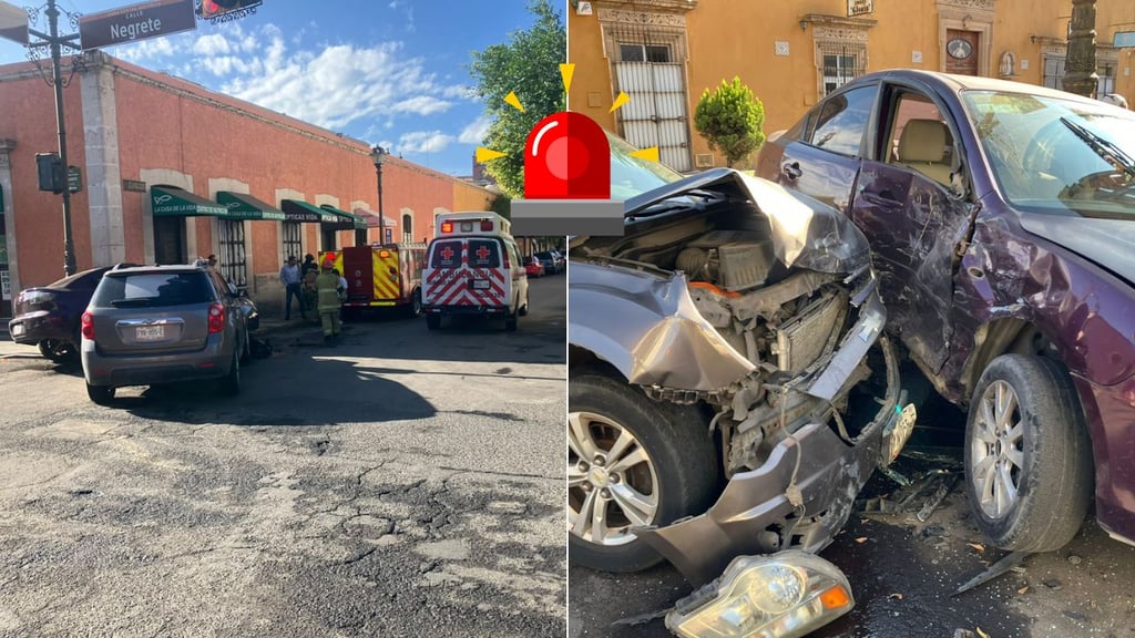 Choque en Zona Centro de Durango deja fuertes daños materiales en dos vehículos