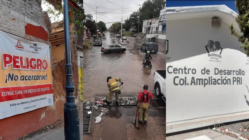 Lluvias del 23 y 24 de agosto dejaron dos derrumbes en Durango capital