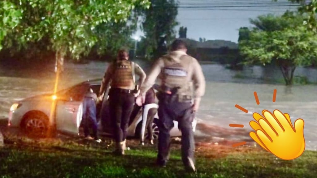 Lluvias en Durango: coche con mujer y recién nacido quedó varado; policías los rescata