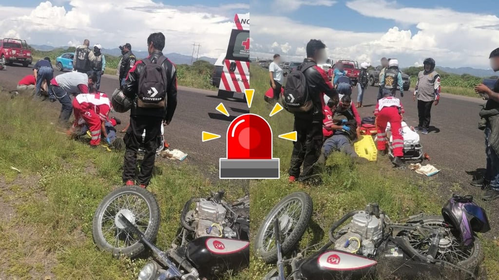 Jóvenes resultan lesionados en accidente de motocicleta en Canatlán