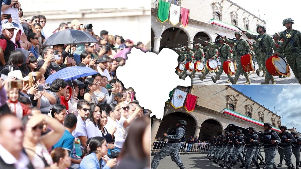 Familias duranguenses se reúnen para presenciar el desfile cívico militar