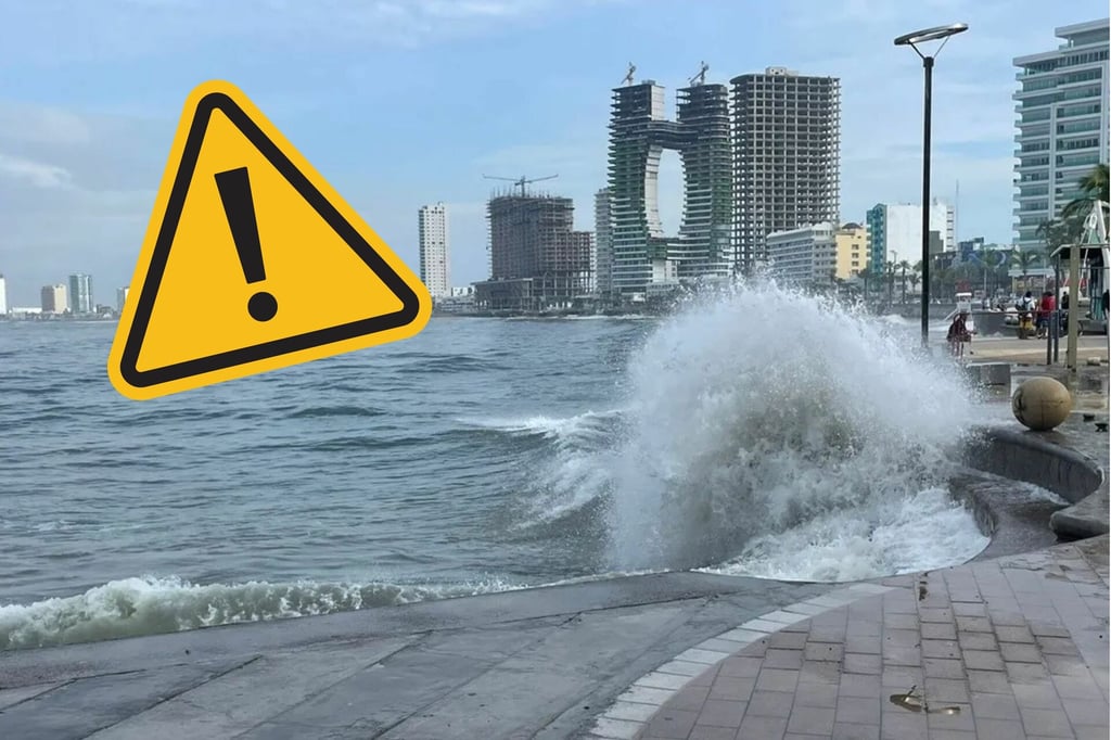 Cierran playas de Mazatlán ante oleaje extremo provocado por Priscilla