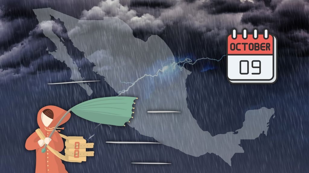 Prevén lluvias intensas hoy jueves 09 de octubre: esta es la lista de estados afectados