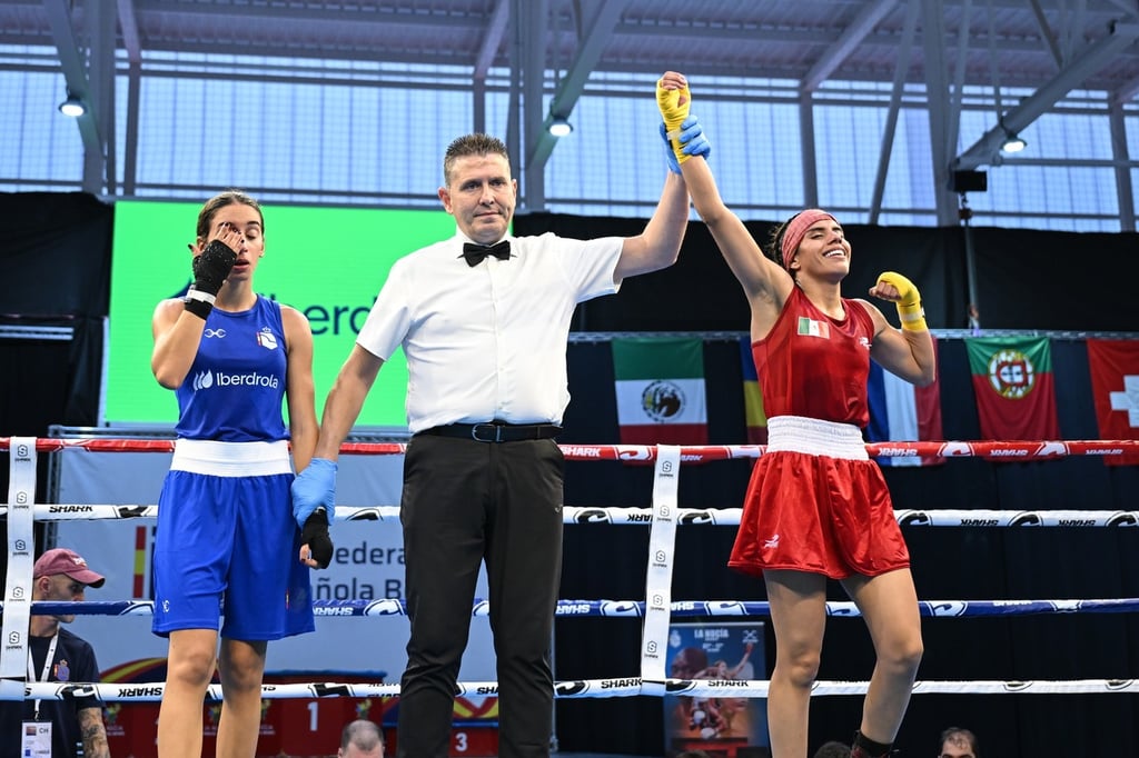 Triunfo. La pugilista duranguense Valeria Amparán Pizarro debutó con triundo en el Boxam 2025, en España.