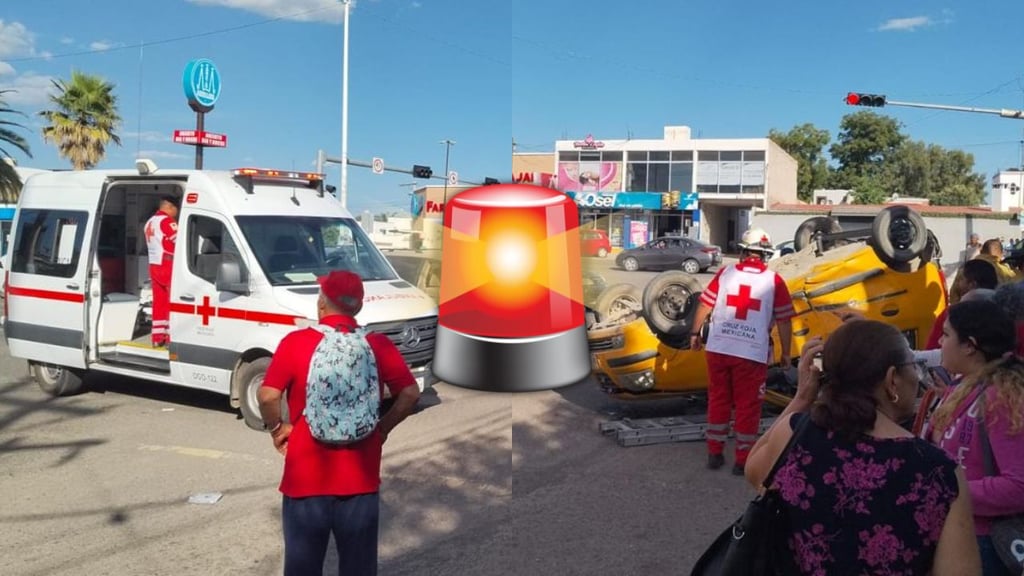 Se registra volcadura de un auto, tras accidente en cruce de bulevar Domingo Arrieta