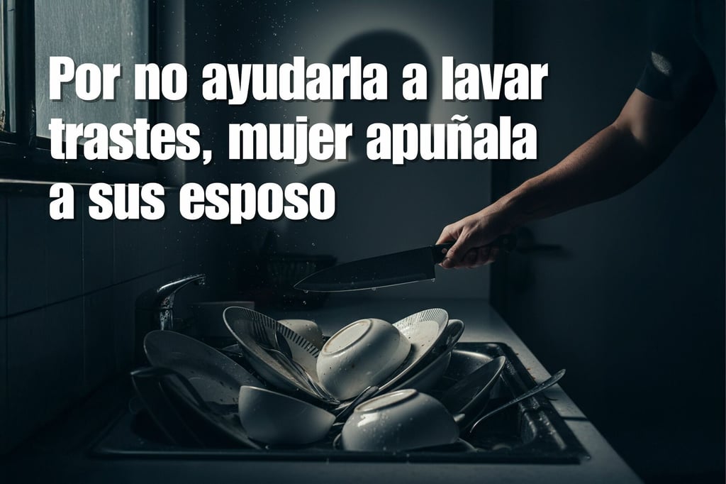 Por no ayudarla a lavar trastes, mujer apuñala a sus esposo; acabó detenida