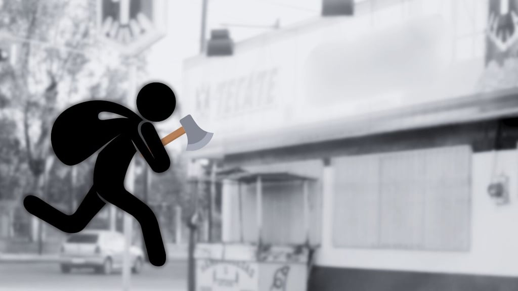 Sujeto amenaza con un hacha a empleada de expendio y roba 3 mil pesos en efectivo