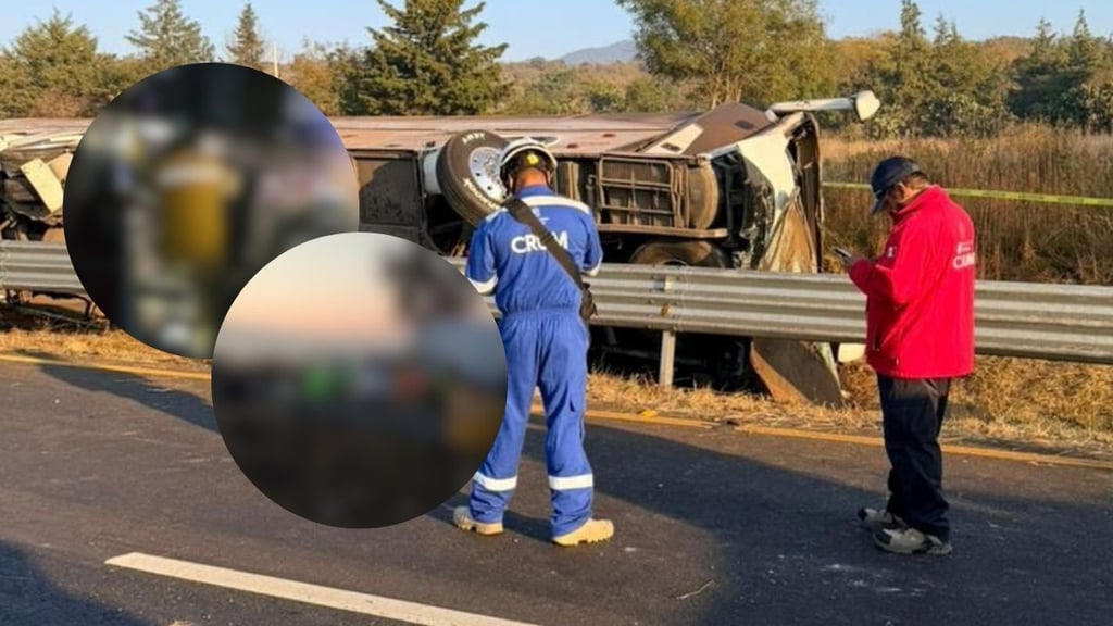 Así quedó el interior del autobús que sufrió de una volcadura en la carretera Morelia–Pátzcuaro