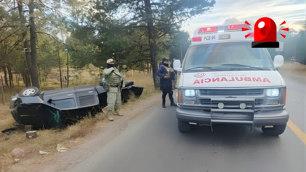 Volcadura en carretera libre Durango-Mazatlán deja cuatro personas lesionadas