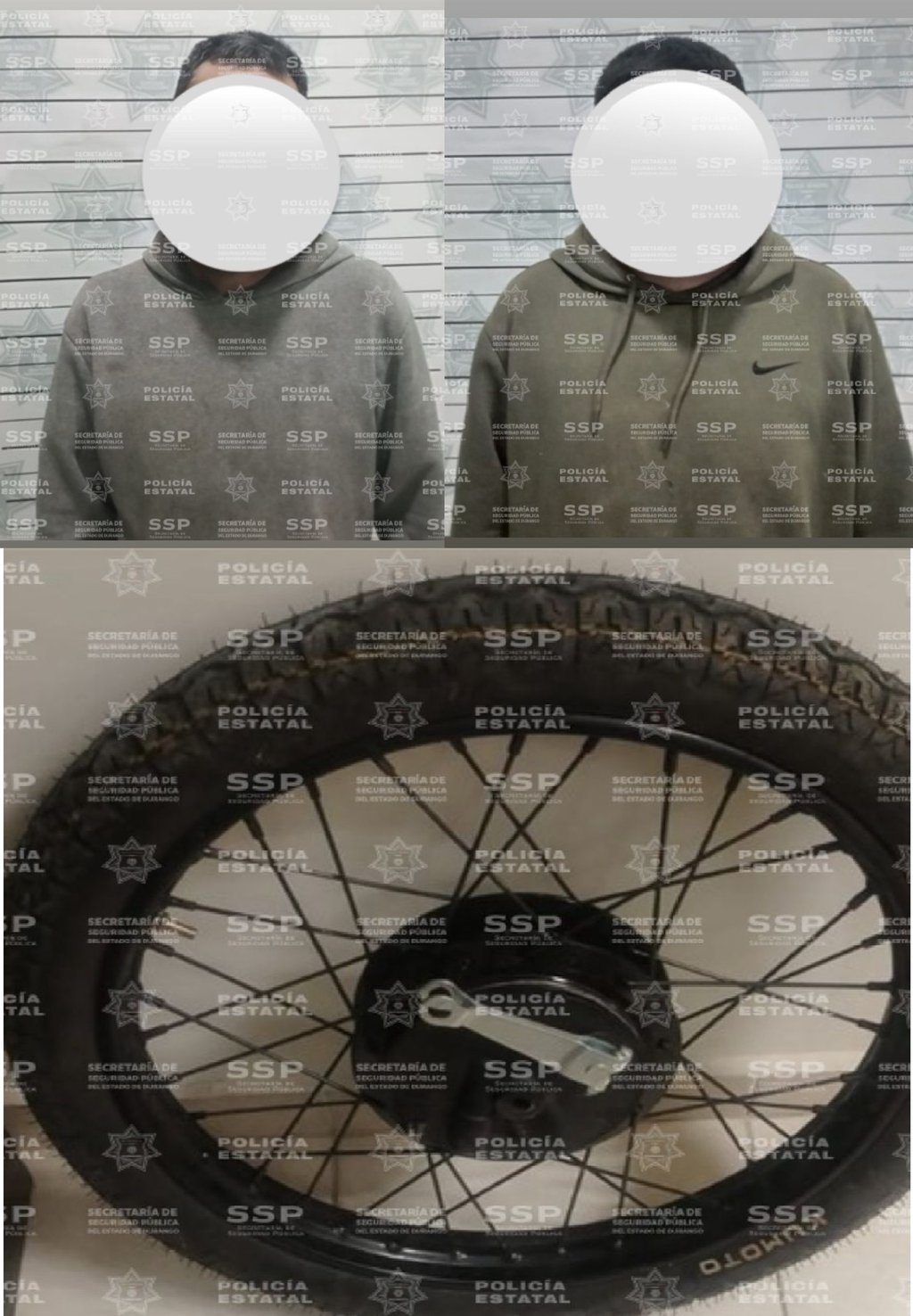 Hecho. Detuvieron a dos hermanos por robar de un automóvil una llanta y un rin de motocicleta en Santiago Papasquiaro.