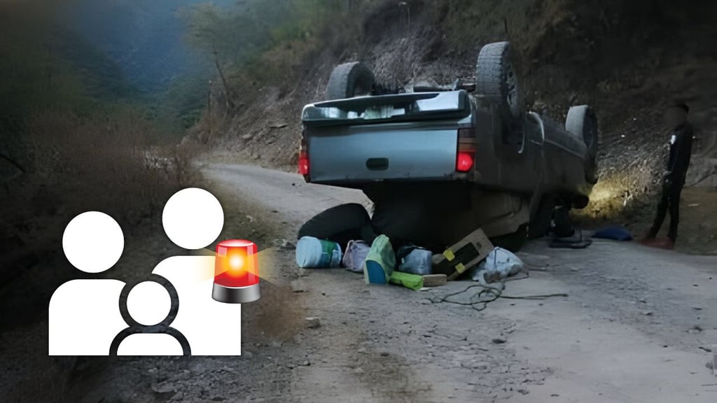 Familia volcó en la sierra de Pueblo Nuevo; hay tres personas con lesiones graves