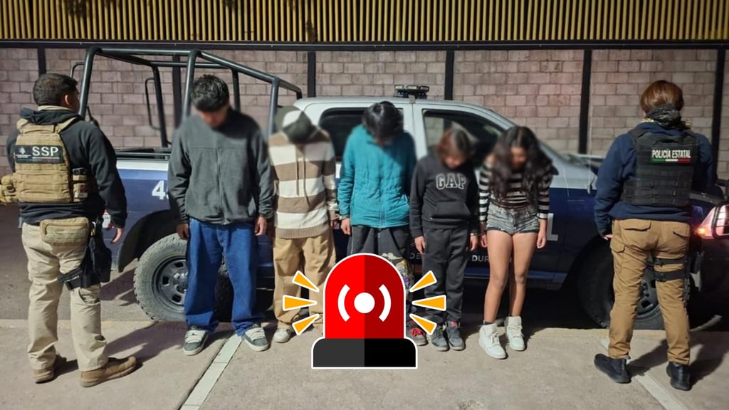 Detienen a 5 menores que consumían sustancias ilícitas en vía pública de Durango; 2 son mujeres
