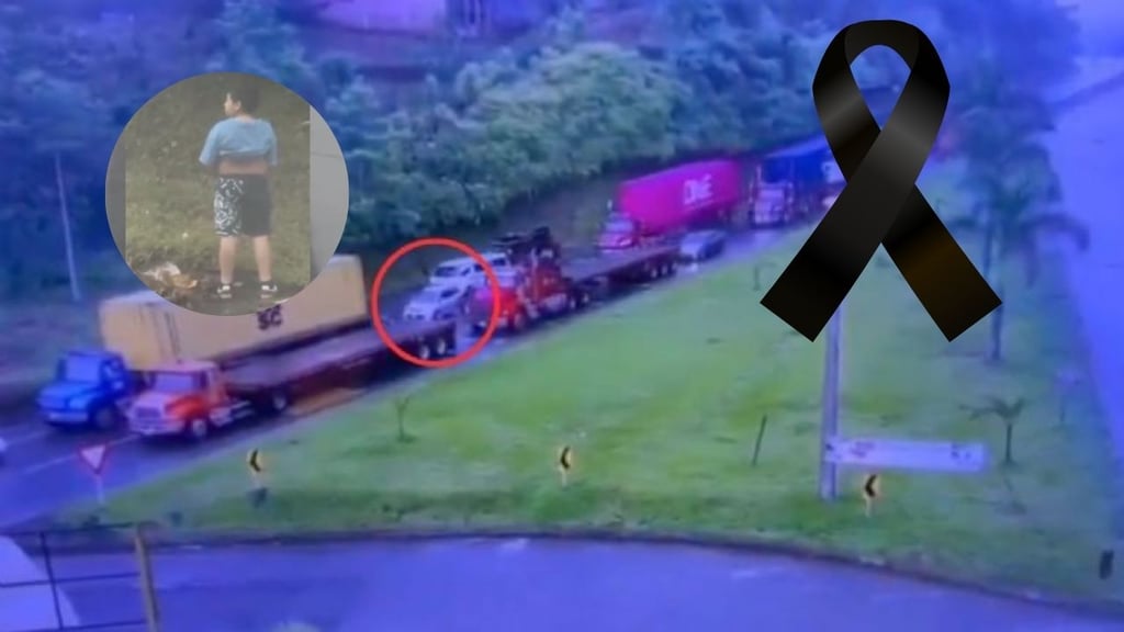 Se detiene para que su hijo vaya al baño y tráiler impacta su auto | VIDEO