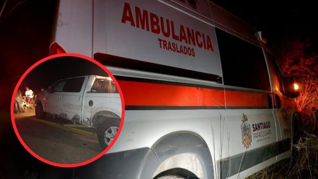 Ambulancia choca con moto y camioneta en carretera de Canatlán; hay 5 lesionados