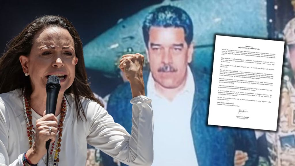 Captura de Nicolás Maduro: 'llegó la hora de la libertad para Venezuela', dice Corina Machado