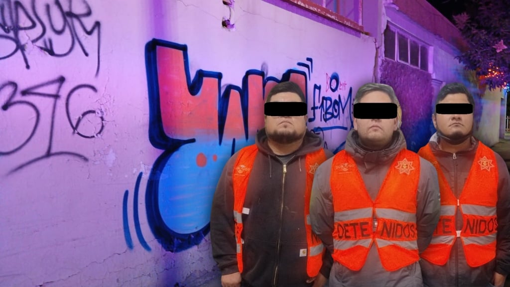 Detienen a tres hombres por hacer graffiti en inmueble del Centro Histórico de Durango