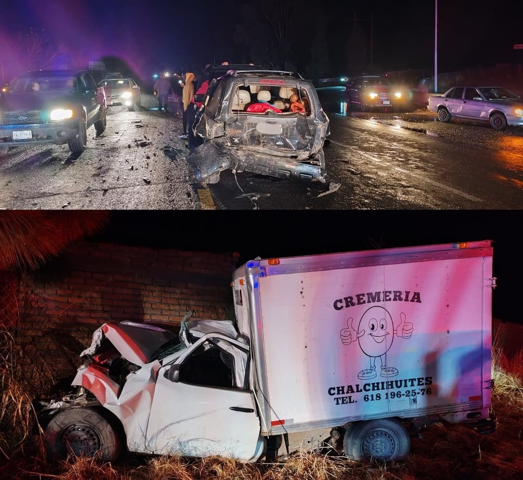 Hecho. Cuatro personas resultaron lesionadas en un choque por alcance sobre la carretera a Canatlán; todas fueron trasladadas al Hospital Regional.
