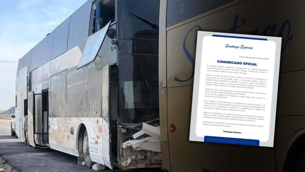Santiago Express emite comunicado sobre accidente de autobús que regresaba a Durango