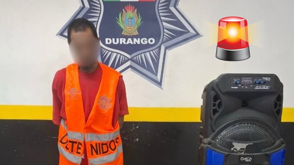 Detienen a hombre por presunto robo de bocina en un establecimiento del Centro de Durango