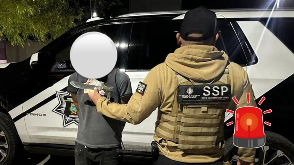 Detienen a asaltante que amenazó con un cuchillo a un hombre para robarle dinero en Durango