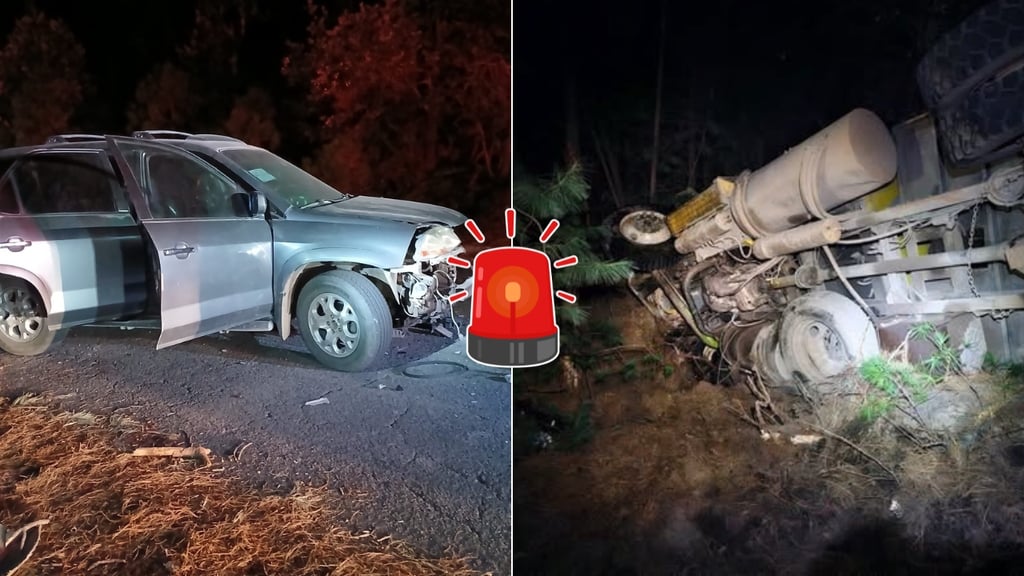 Choque y volcadura en entronque a Puentecillas deja tres personas lesionadas