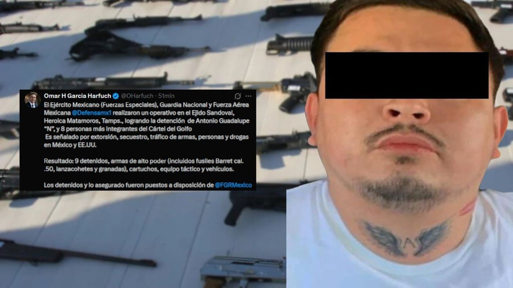 Cae 'El Lexus', junto a 8 sujetos más en Matamoros, confirma Harfuch