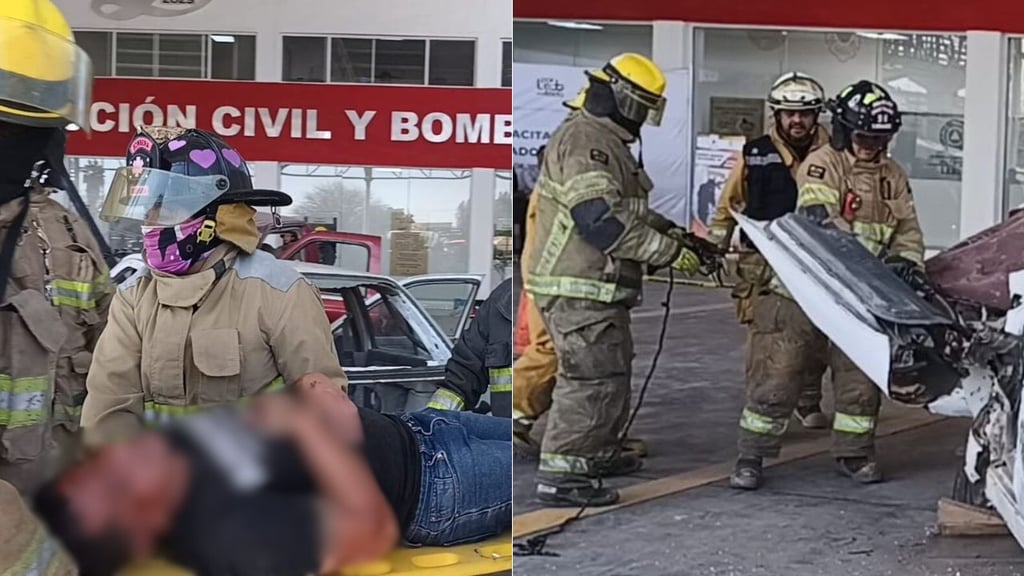 Realizaron simulacro de choque frontal, para capacitarse en extracción