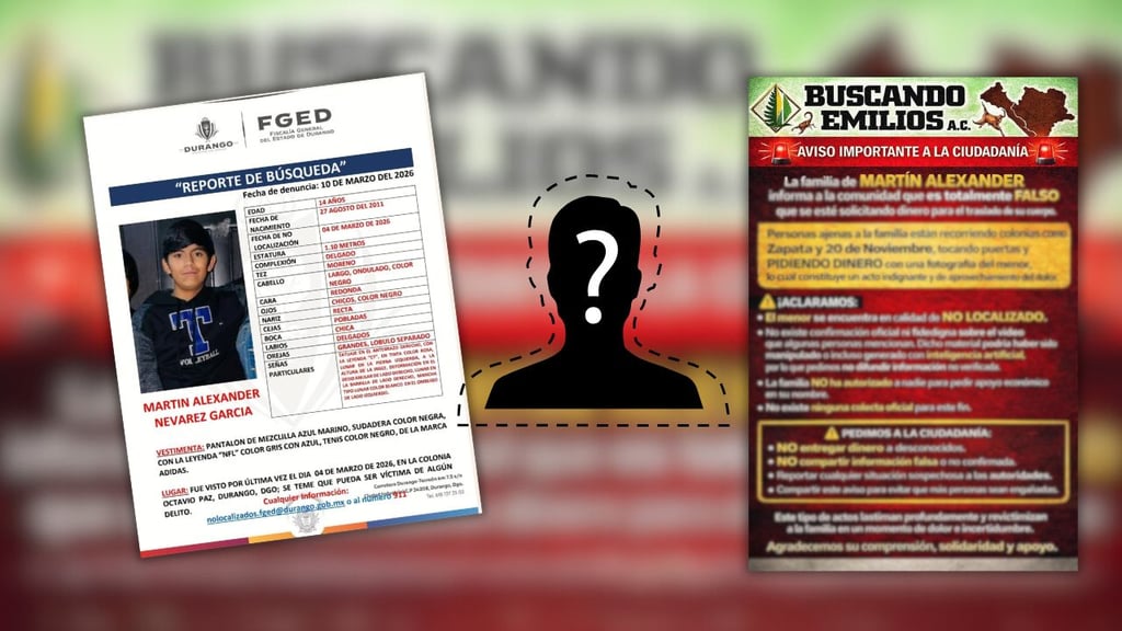 Martín Alexander sigue desaparecido; familia detecta en Durango falsa colecta en su nombre