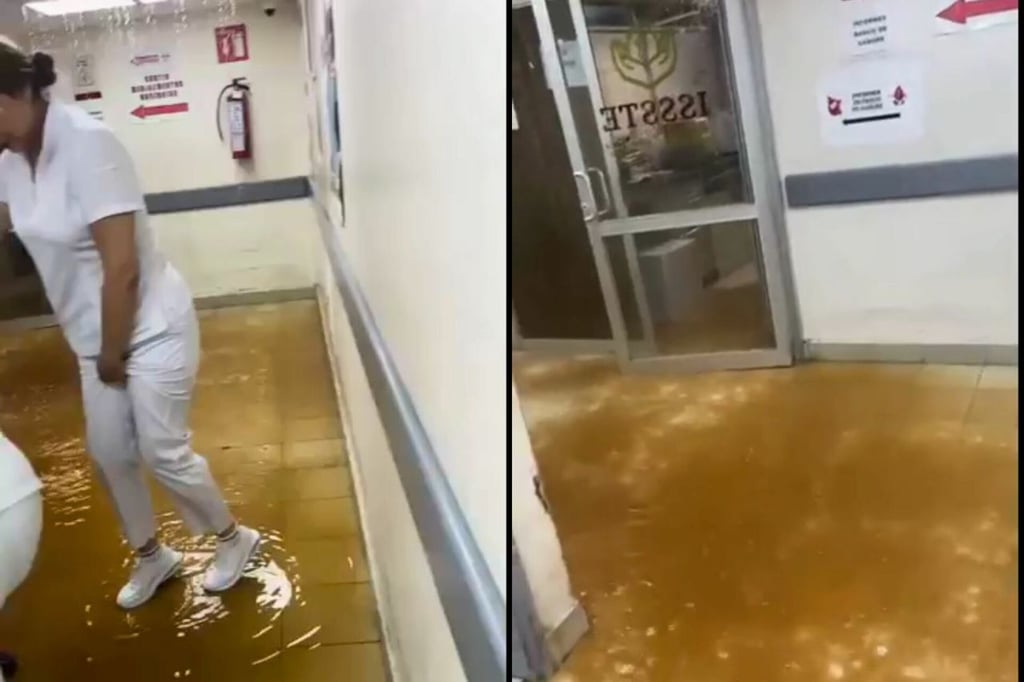 Aspecto. Autoridades aseguran que no fueron aguas negras las que se derramaron en el hospital del ISSSTE en Gómez.