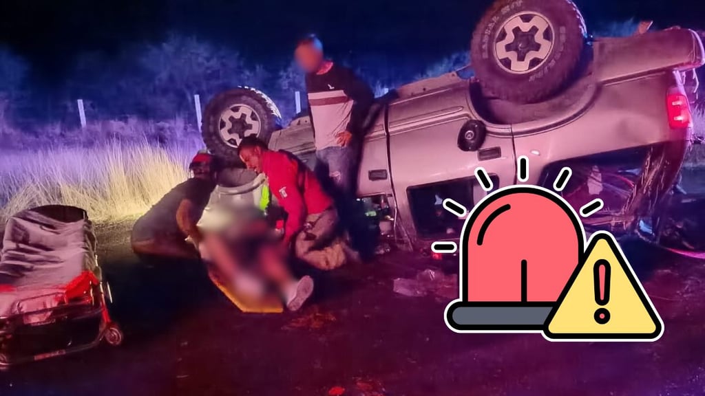 Familia resulta lesionada tras volcadura en carretera a Parral