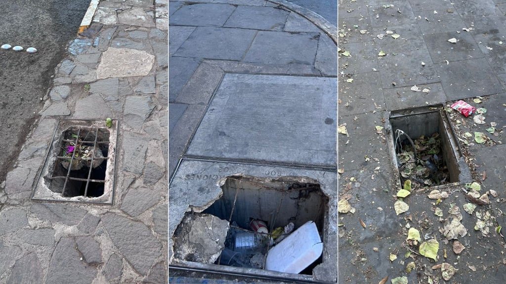 Registros abiertos en Zona Centro de Durango, un riesgo para peatones