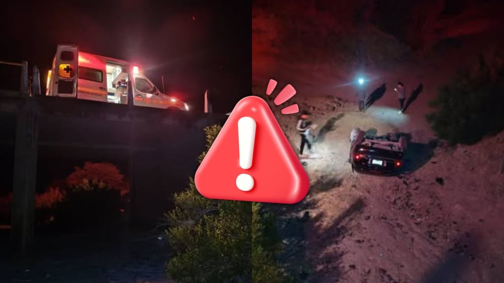 Vehículo termina en un río tras caer de un puente en Canatlán; hay un lesionado