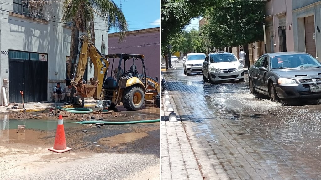 Fuga en calle Negrete deja desperdicio de agua en el Centro de Durango; ya fue reparada