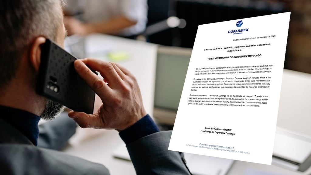 Coparmex exige acciones por ola de extorsiones en Durango; pide entrar a mesa de seguridad
