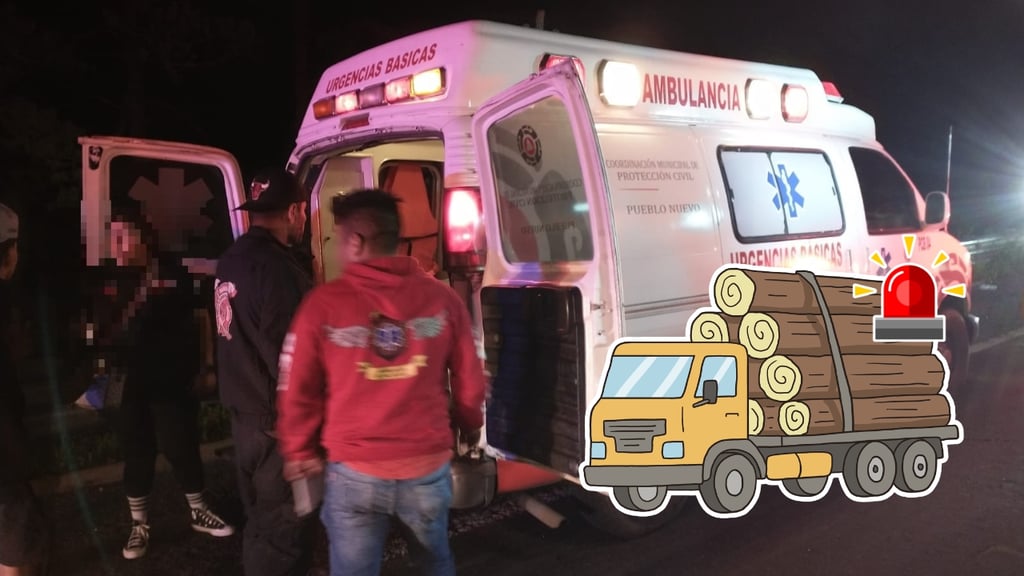 Copiloto resulta lesionado tras volcadura de camión trocero en Pueblo Nuevo