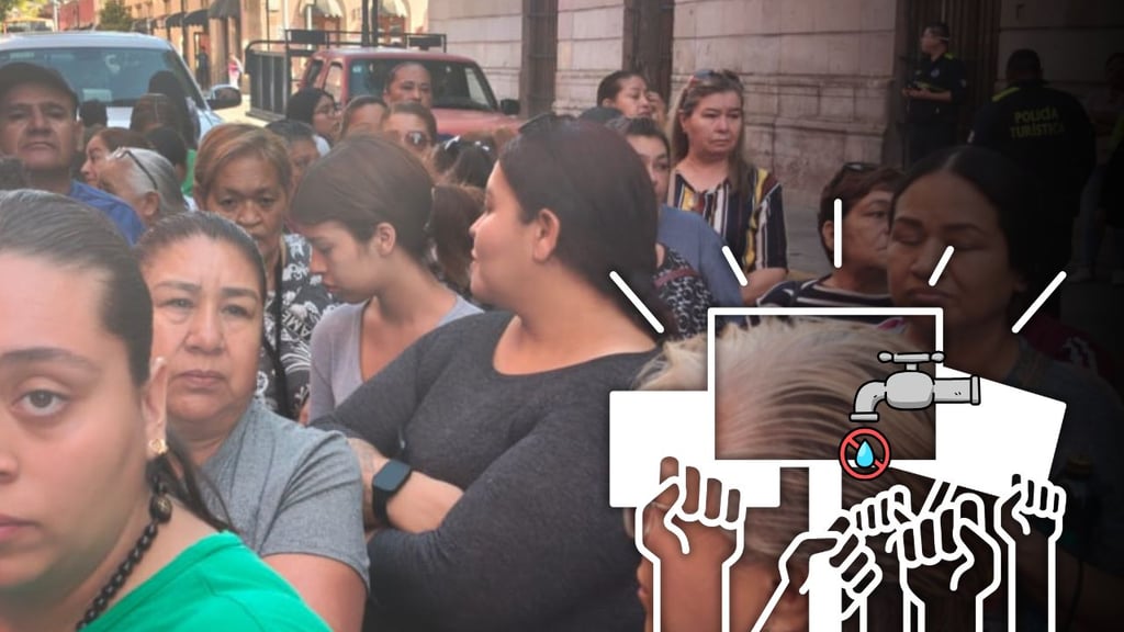Por falta de agua, vecinos de varias colonias se manfiestan afuera del Cabildo de Durango