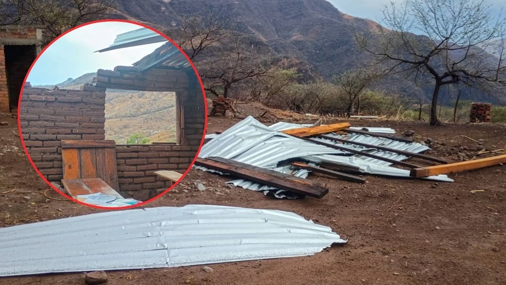 Remolino sorprende a habitantes del poblado Huazamotita, en Mezquital, y derriba techos