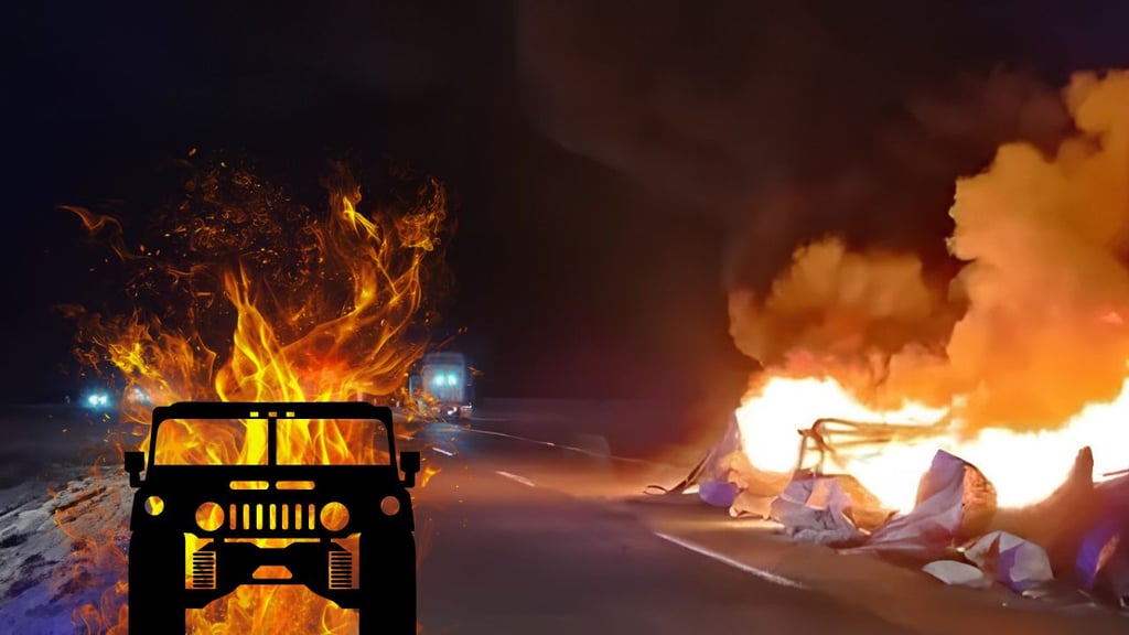 Localizan Hummer incendiada en carretera de Vicente Guerrero