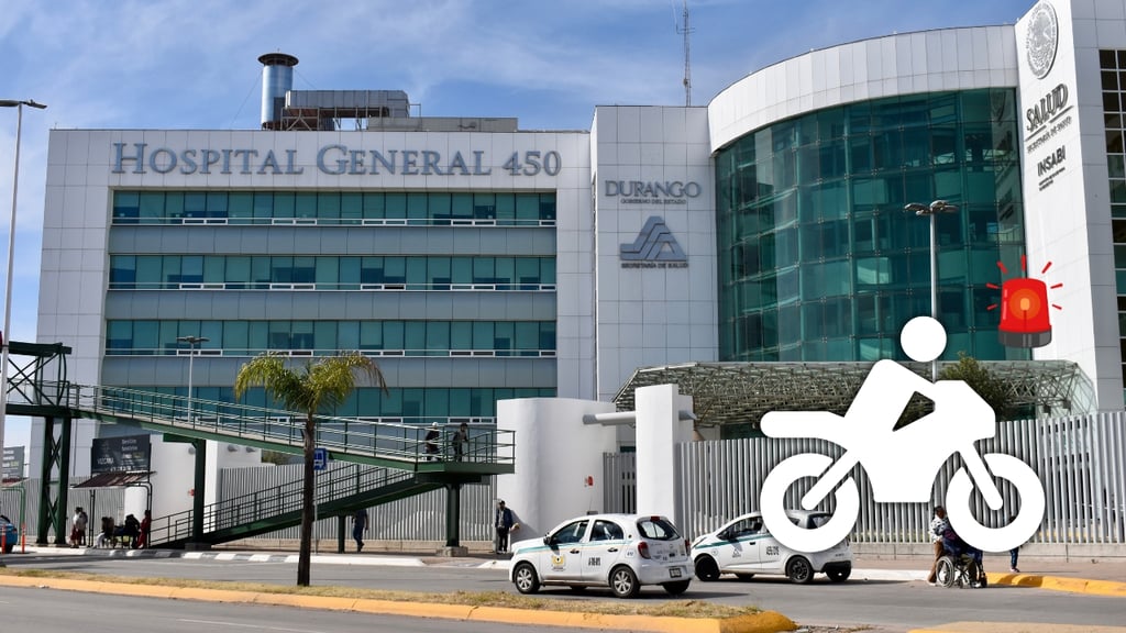 Joven motociclista termina en el Hospital 450 tras accidente al sur de la ciudad de Durango