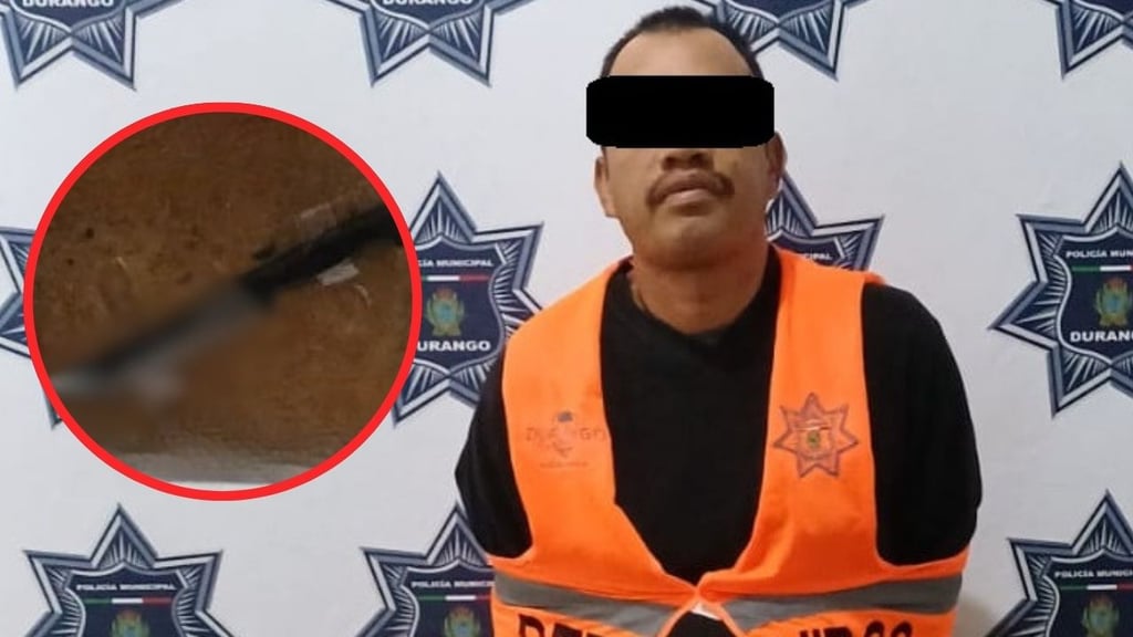 Albañil amenaza con un cuchillo a policías en Durango, tras golpear a su propia madre