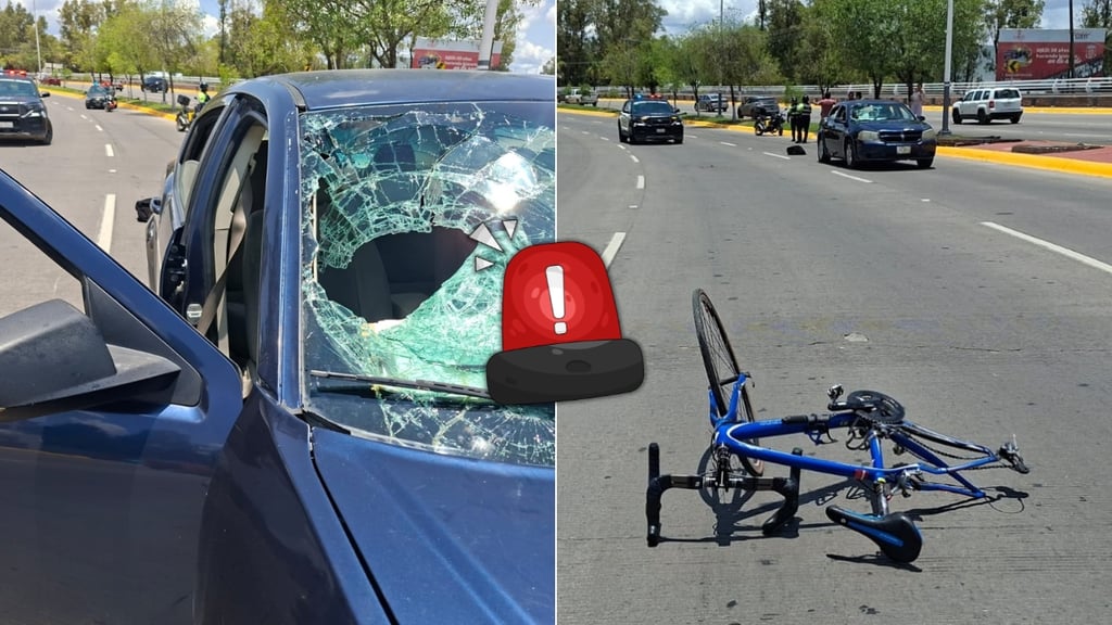 Ciclista invade carriles y es arrollado por un auto en bulevar Guadiana