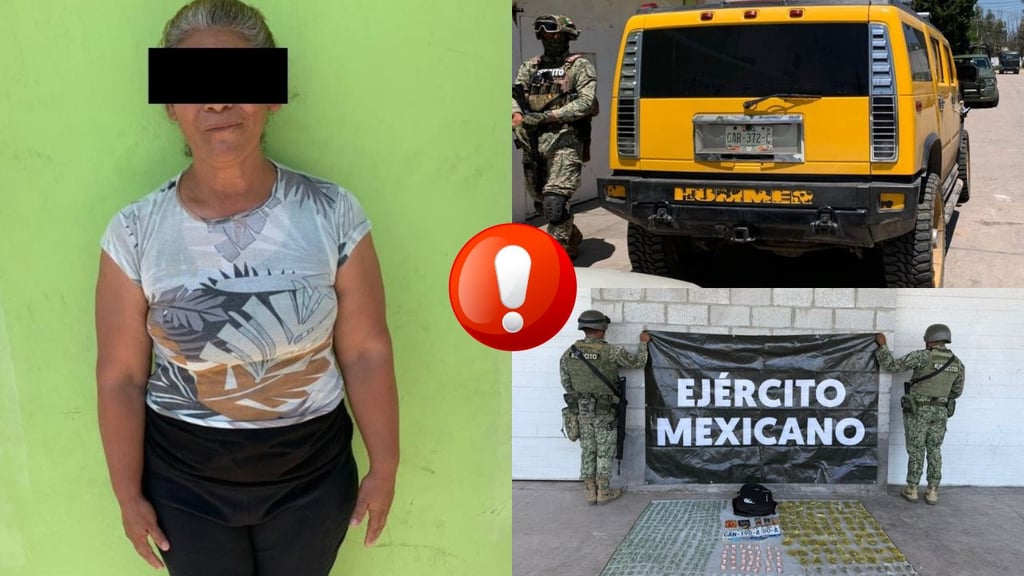 Presentan mujer detenida por militares en Durango; decomisan vehículos blindados, armas y droga