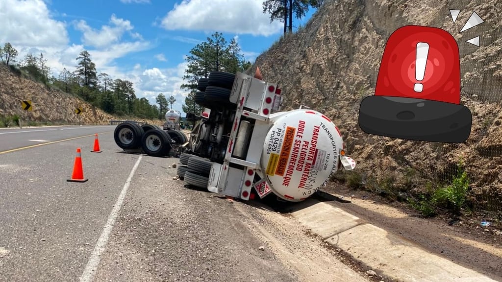 Se desprende remolque de pipa cargada con diésel en la supercarretera Durango-Mazatlán